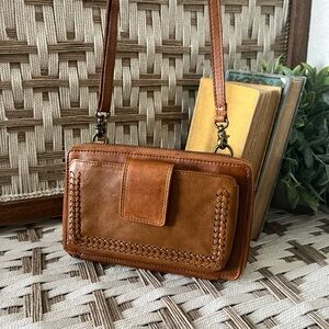Brown Leather Wallet Crossbody Bag